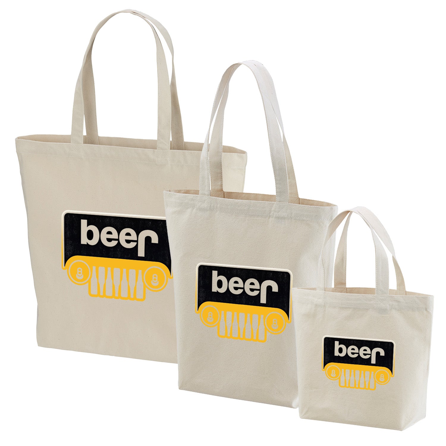 「BEER 4WD 車フロントグリル」トートバッグ|ビール・ゴルフ好きへのプレゼント | Drunkmode